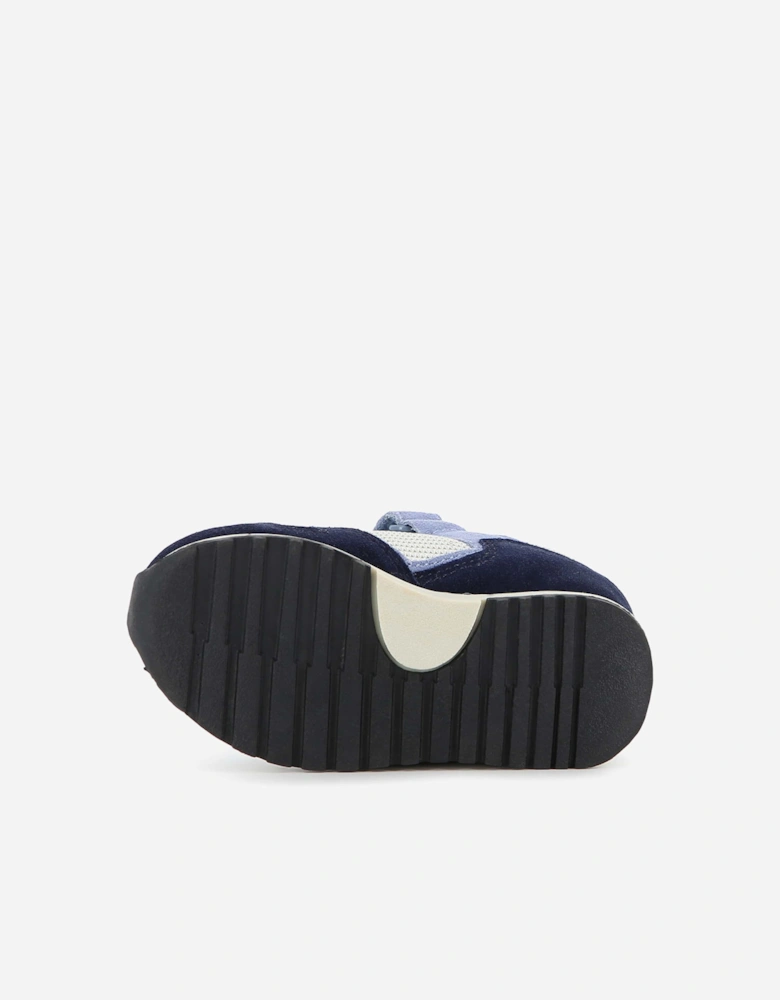 BOSS Boys Suede and Mesh Logo Trainers in Navy