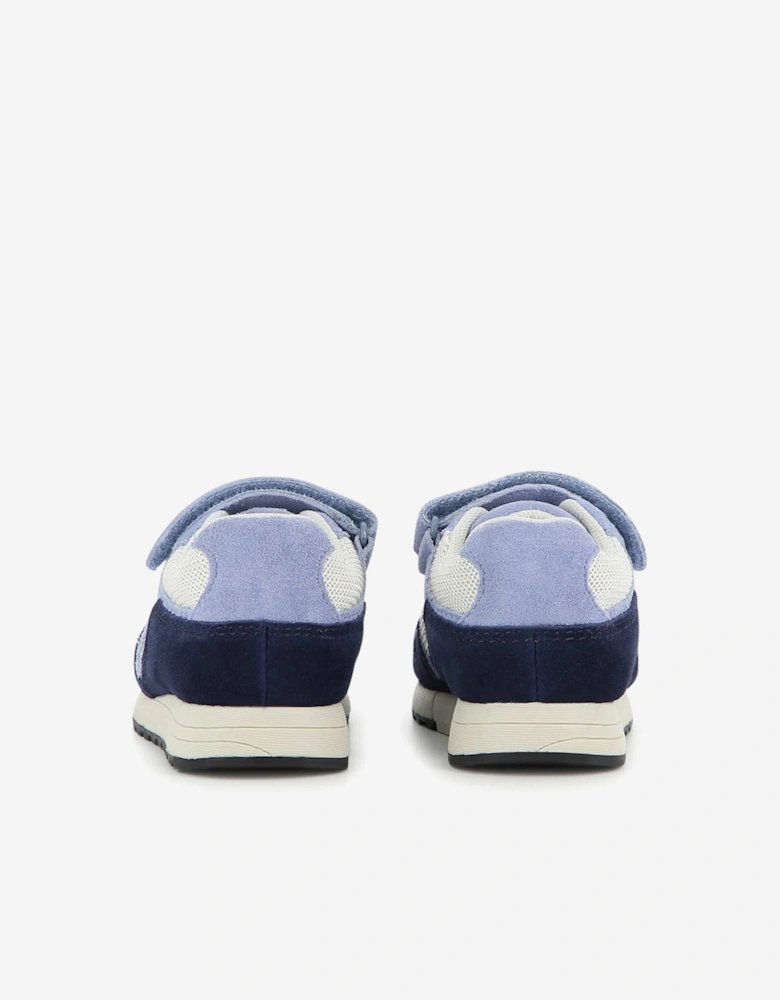 BOSS Boys Suede and Mesh Logo Trainers in Navy