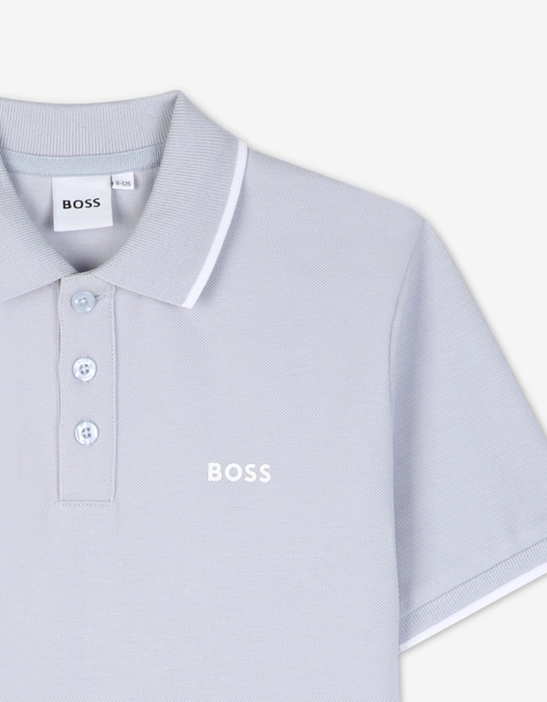 BOSS Boys Logo Polo Shirt in Blue
