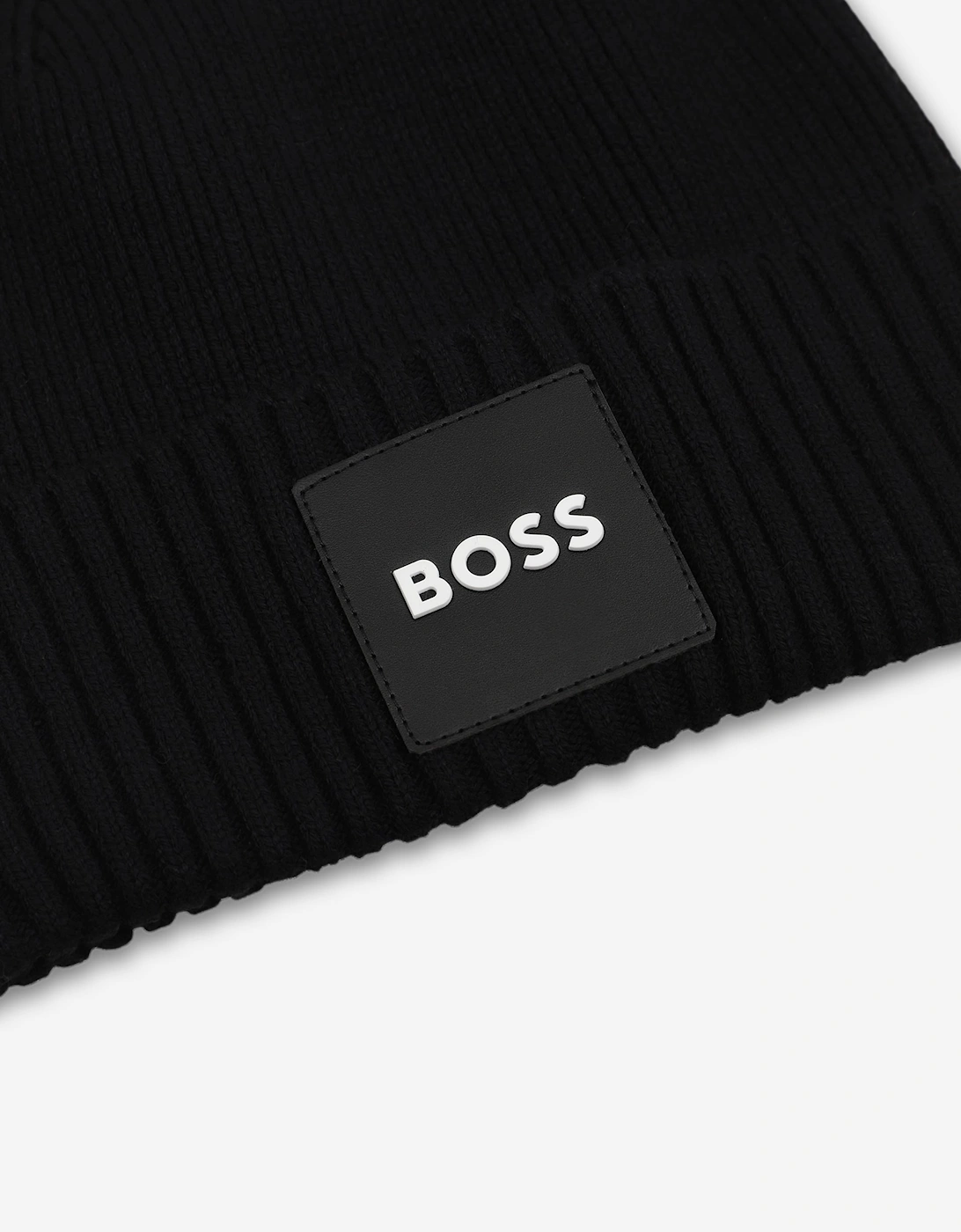 BOSS Boys Knitted Logo Beanie Hat in Black