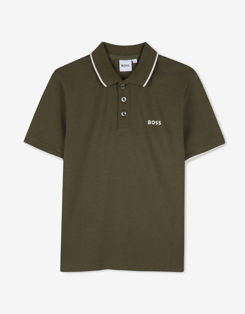 BOSS Boys Logo Polo Shirt in Green