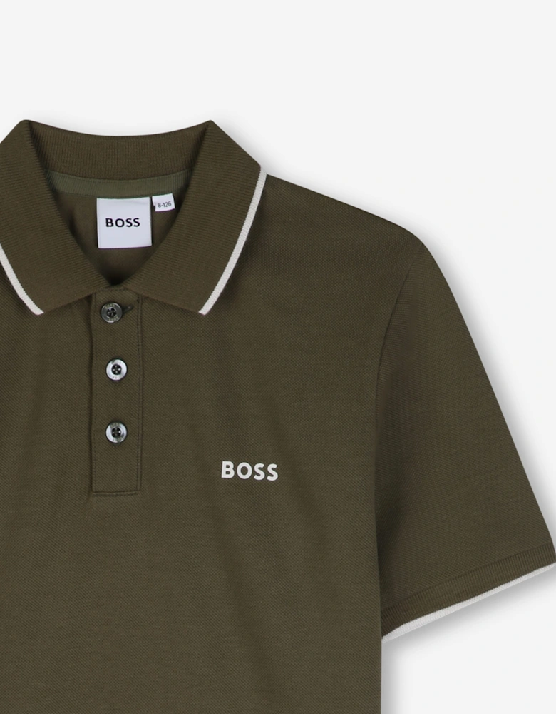 BOSS Boys Logo Polo Shirt in Green