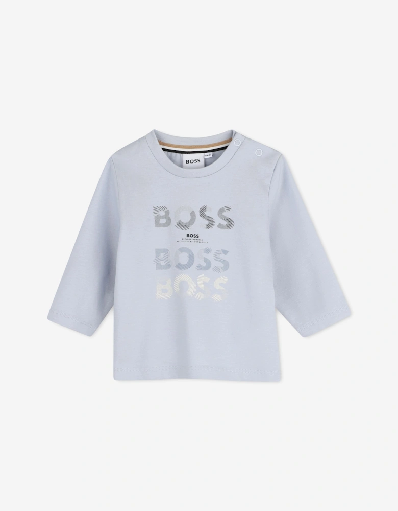 BOSS Baby Boys Multi Logo LS T-Shirt in Blue