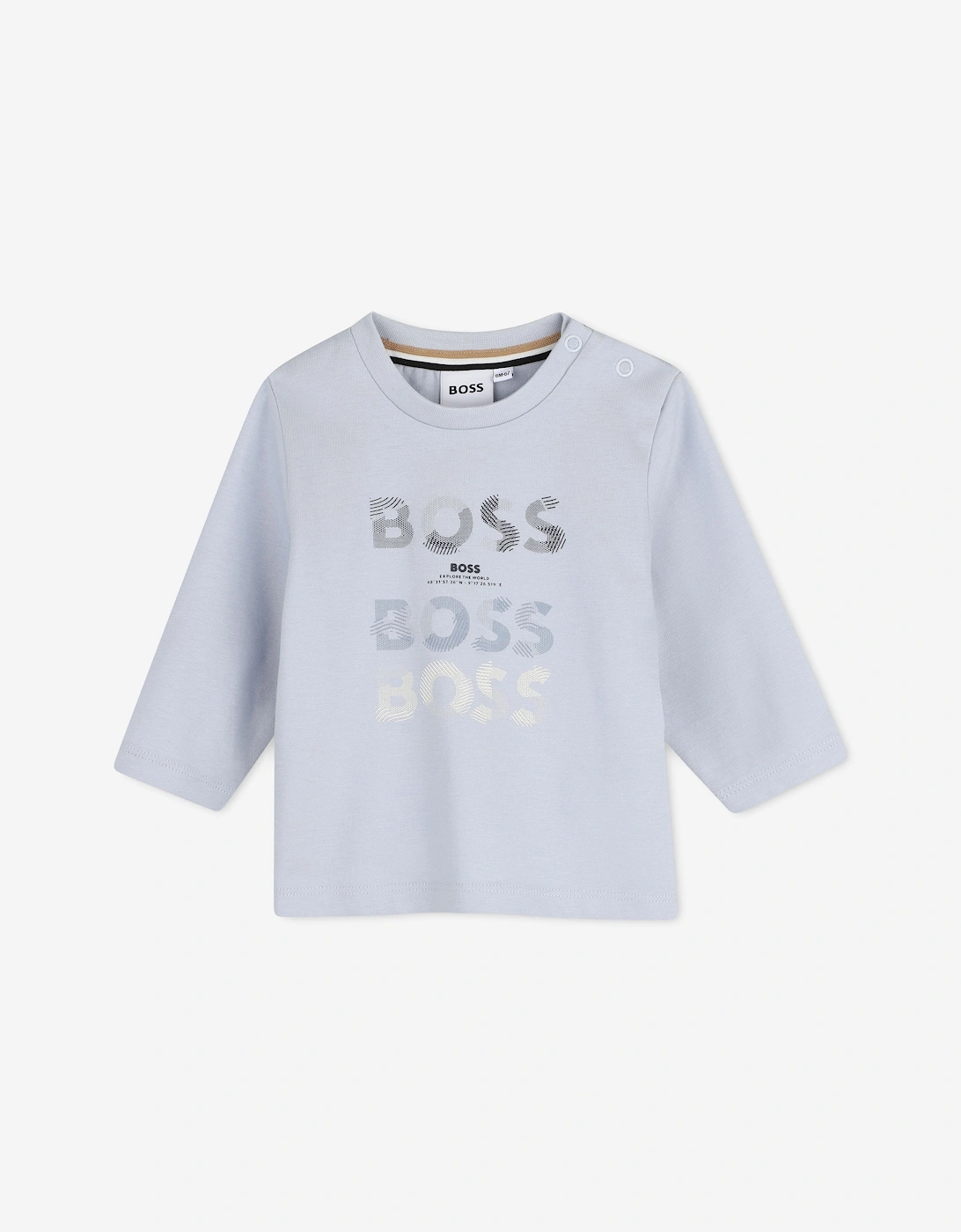 BOSS Baby Boys Multi Logo LS T-Shirt in Blue