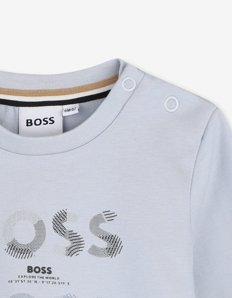 BOSS Baby Boys Multi Logo LS T-Shirt in Blue