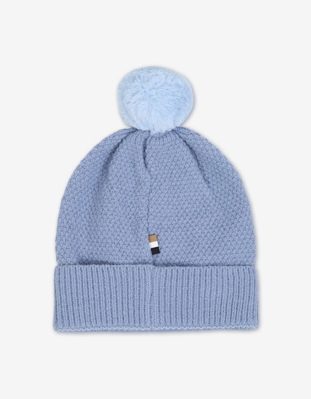BOSS Baby Boys Textured Beanie with Pom Pom in Blue