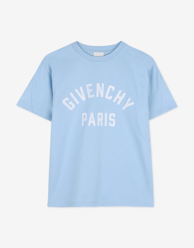 Givenchy Boys Embroidered Logo T-Shirt in Blue