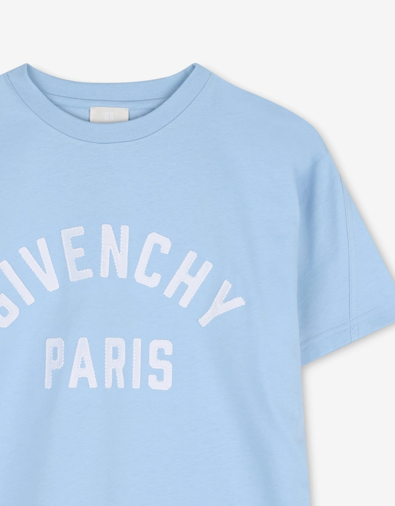 Givenchy Boys Embroidered Logo T-Shirt in Blue
