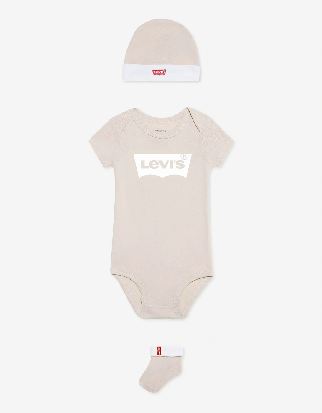 Levi's Baby Batwing Bodysuit Gift Set in Beige