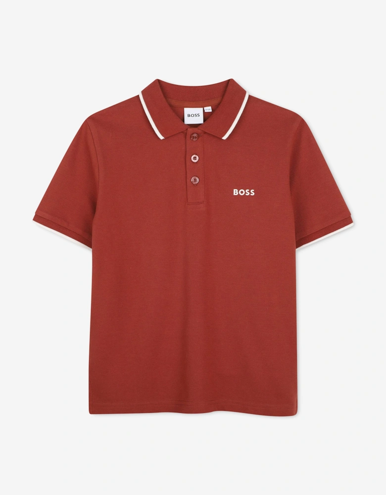 BOSS Boys Logo Polo Shirt in Red