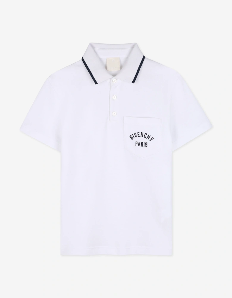 Givenchy Boys Logo Pocket Polo Shirt in White