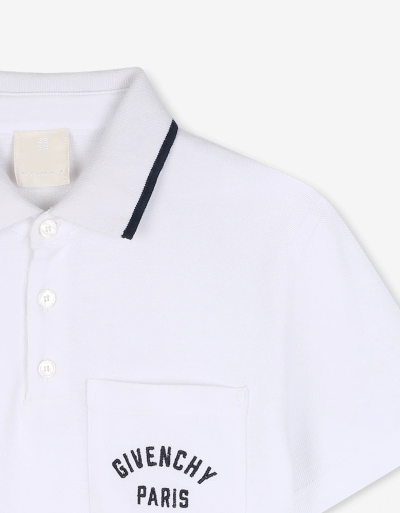 Givenchy Boys Logo Pocket Polo Shirt in White