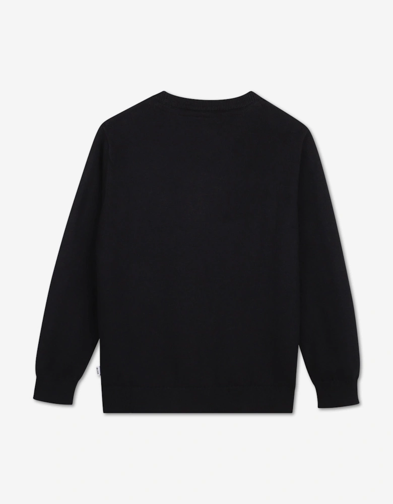 BOSS Boys Striped Logo Sweatshirt in Black
