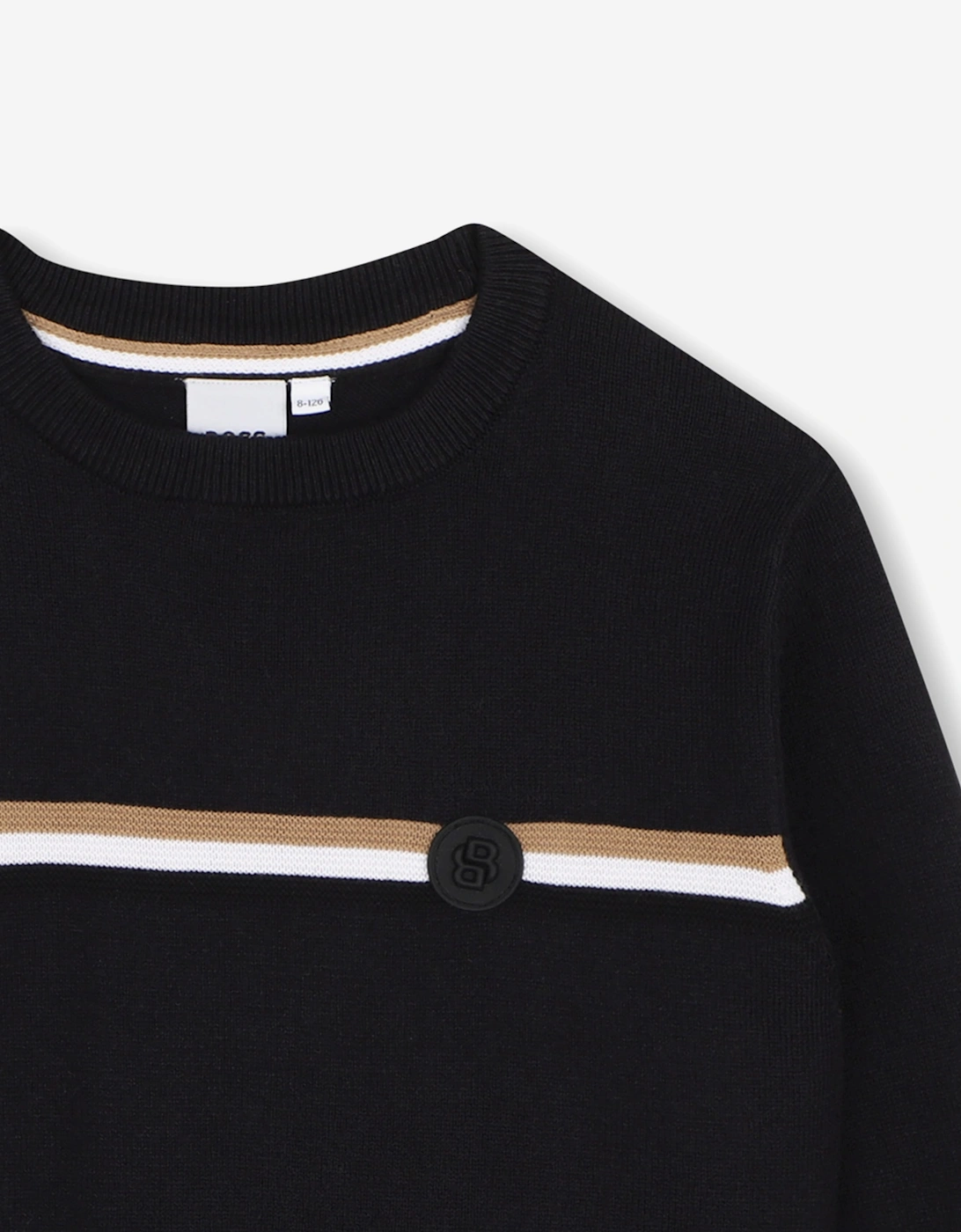 BOSS Boys Striped Logo Sweatshirt in Black