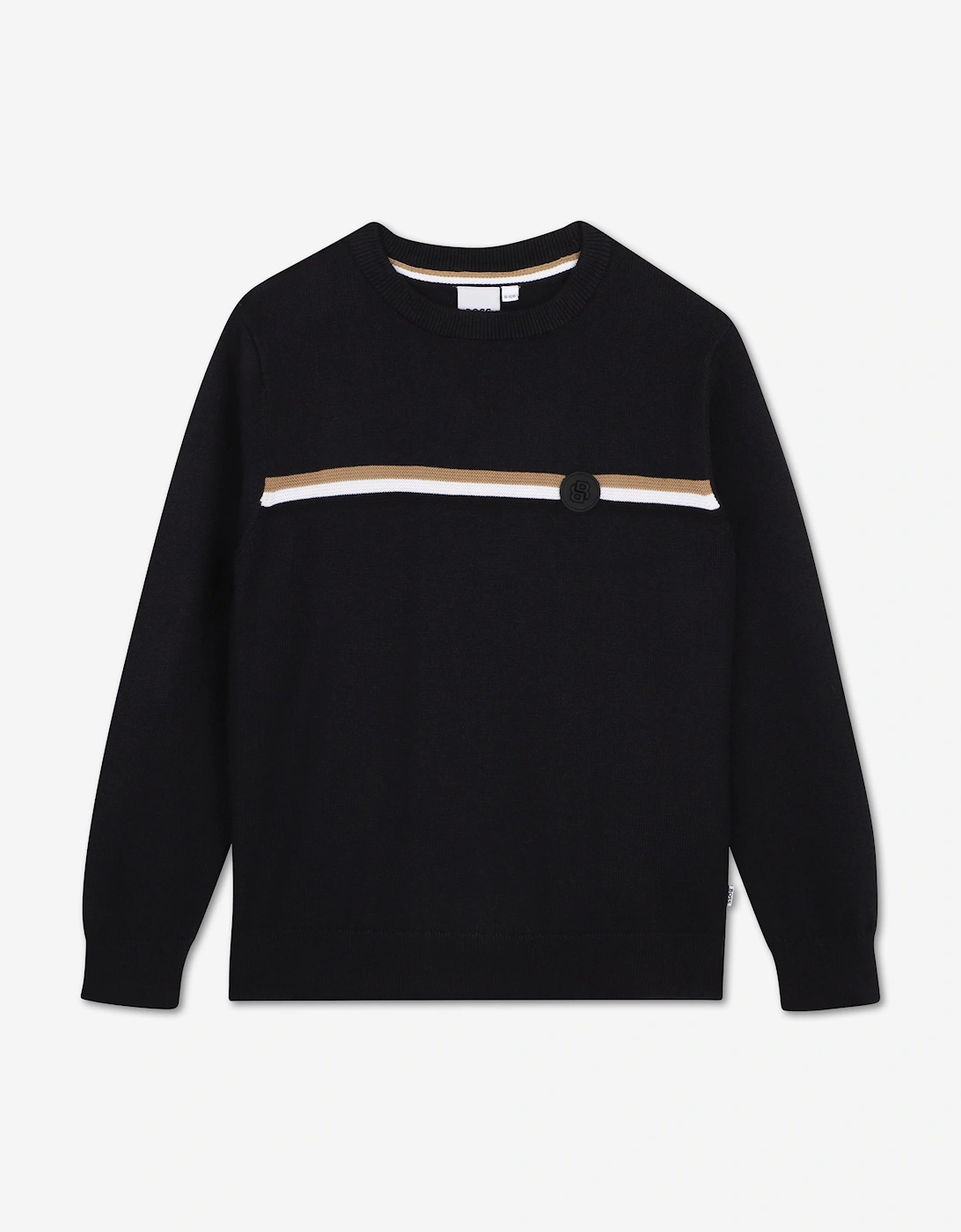 BOSS Boys Striped Logo Sweatshirt in Black