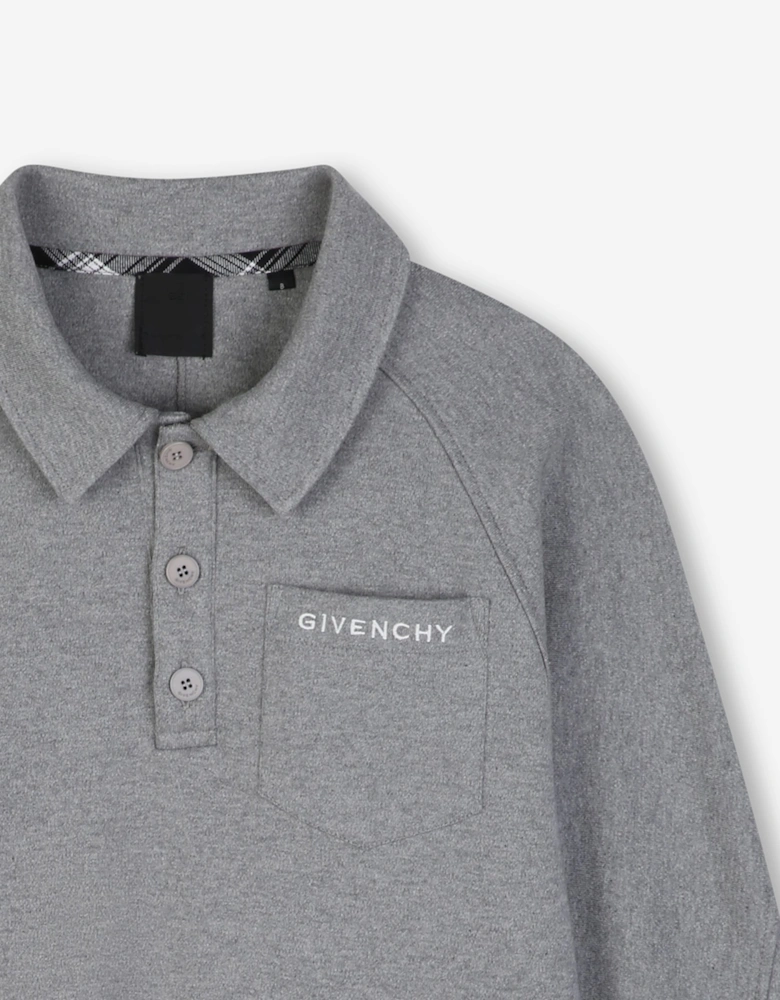 Givenchy Boys Logo Pocket Polo Shirt in Grey
