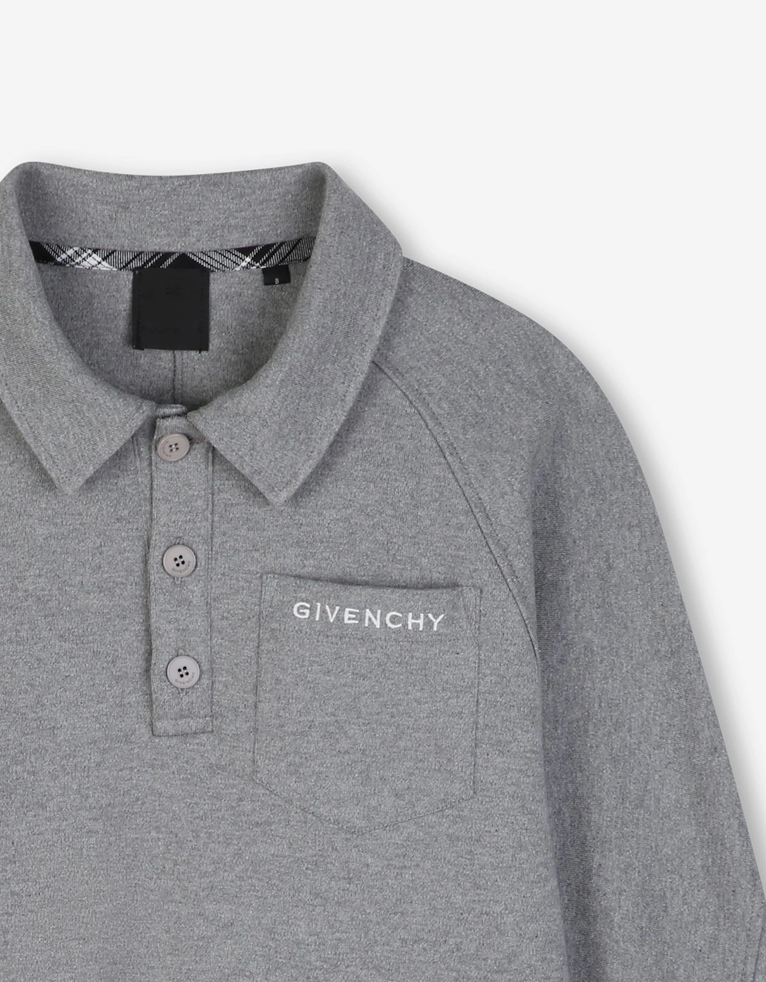 Givenchy Boys Logo Pocket Polo Shirt in Grey
