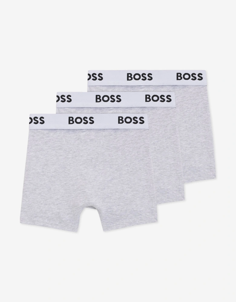 BOSS Boys Pack of 3 Boxer Shorts Set in Grey