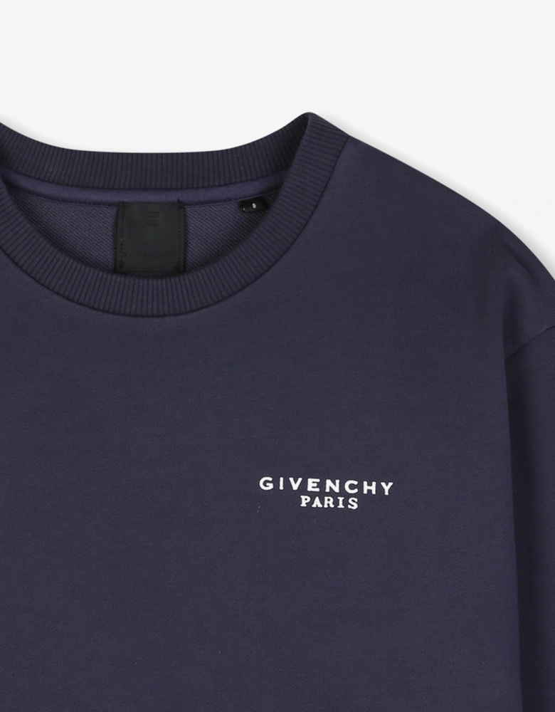 Givenchy Kids Logo Print Sweatshirt in Navy