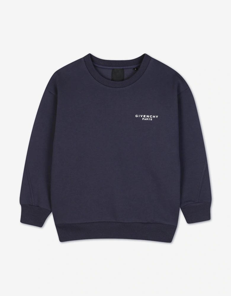 Givenchy Kids Logo Print Sweatshirt in Navy