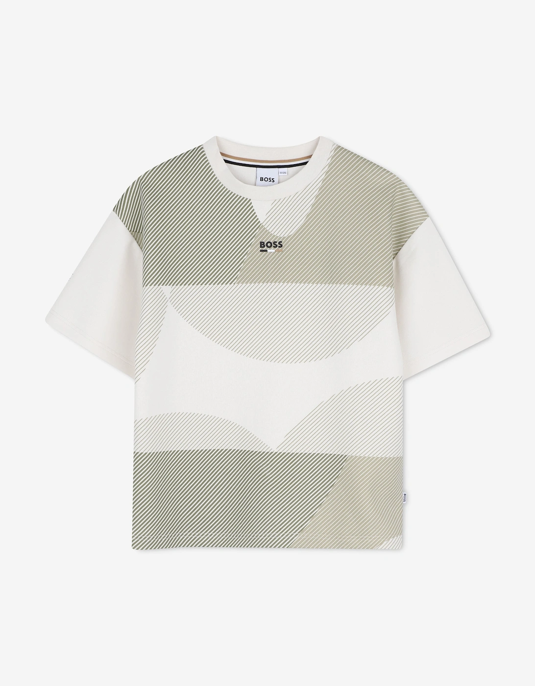BOSS Boys Graphic Logo Print T-Shirt in Ivory