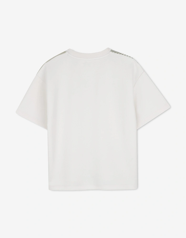 BOSS Boys Graphic Logo Print T-Shirt in Ivory