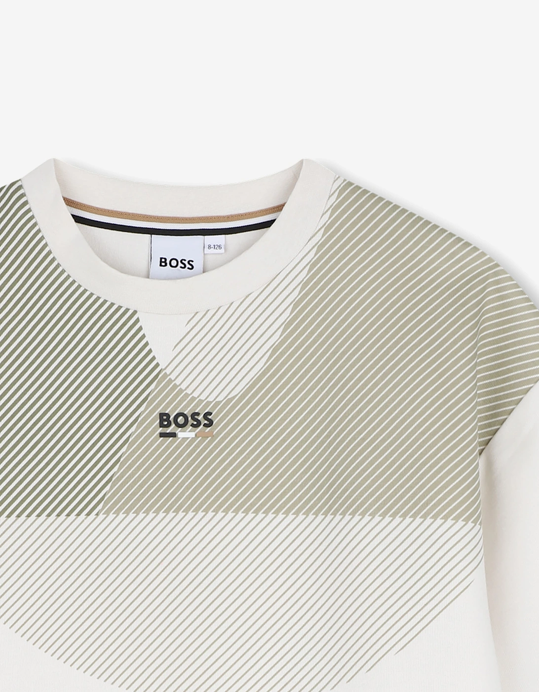 BOSS Boys Graphic Logo Print T-Shirt in Ivory