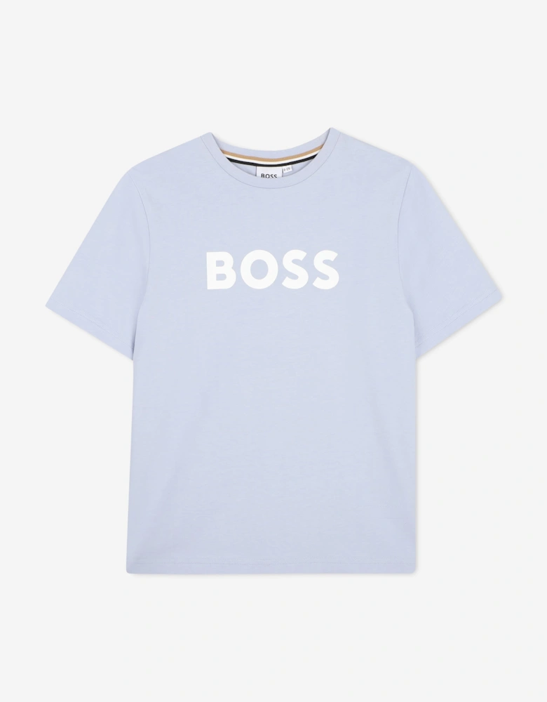 BOSS Boys Logo Print T-Shirt in Blue