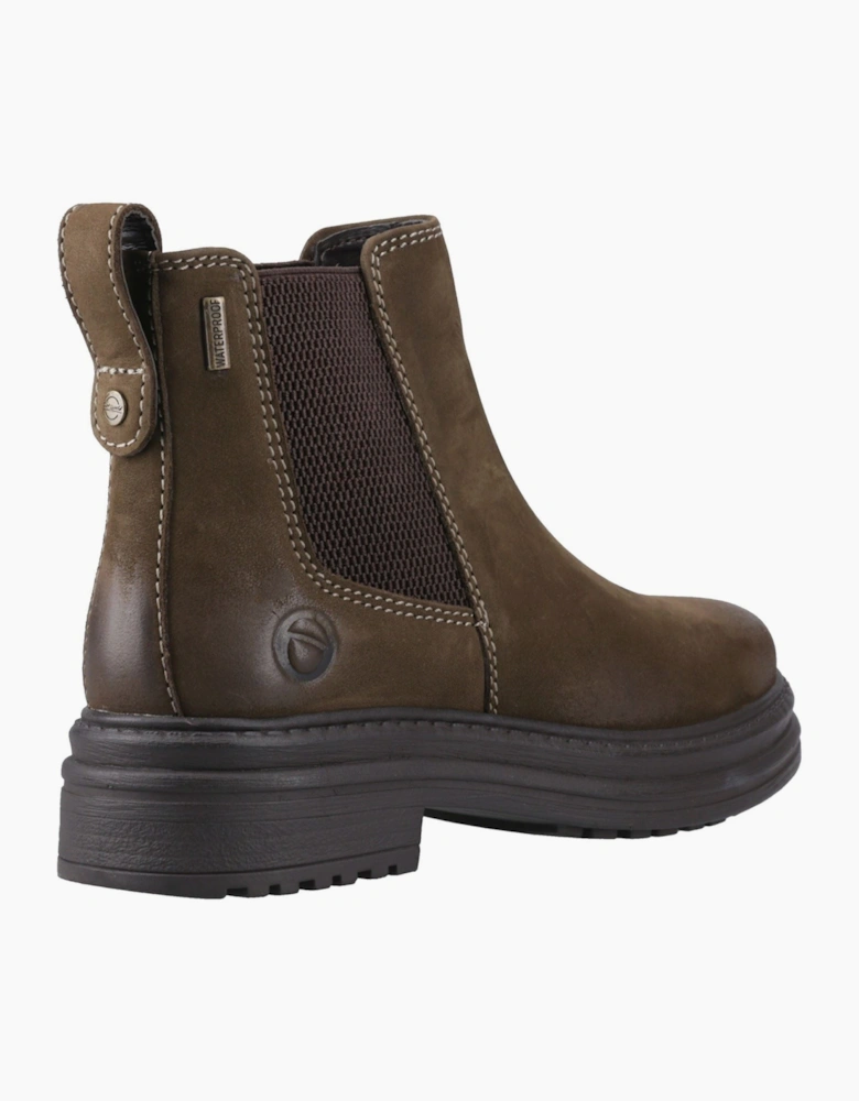Cotswold Aldworth Leather Women's Olive Heeled Ankle Boots