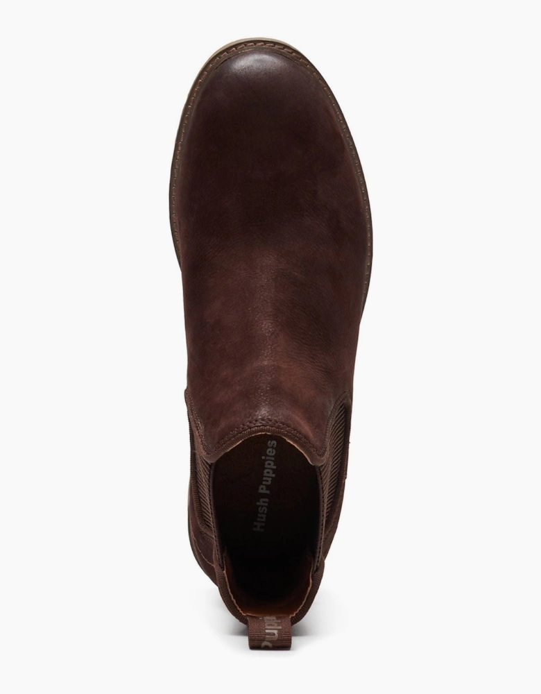 Hush Puppies Russell Leather Men's Dark Brown Ankle Boots