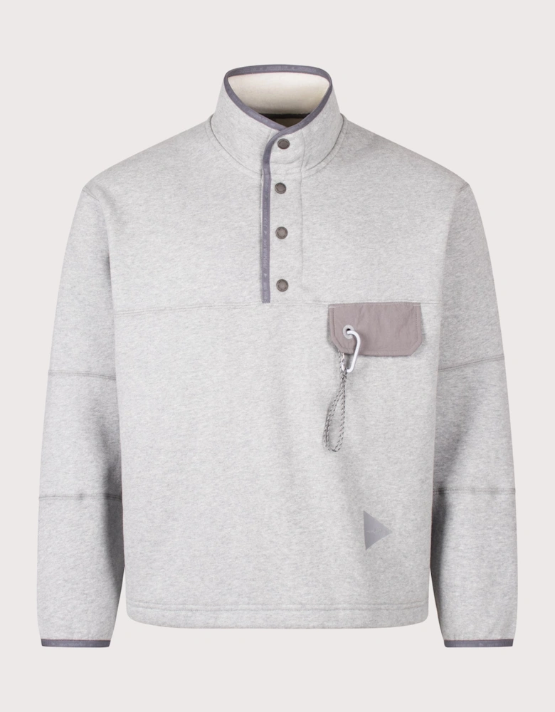 Relaxed Fit Button Placket Overhead Sweatshirt