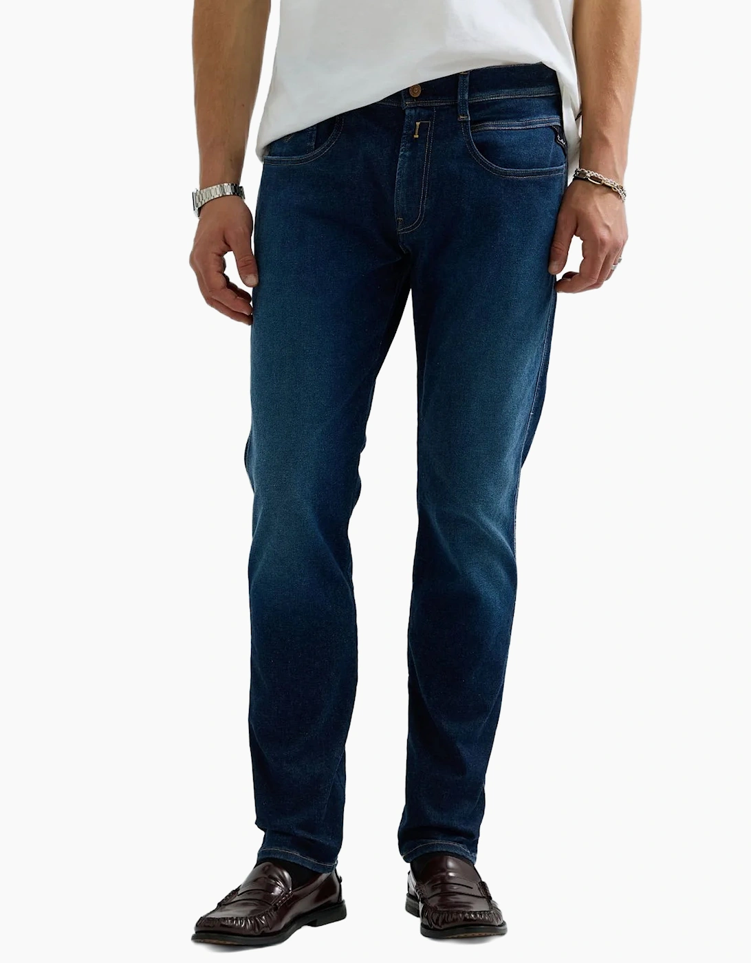 Replay Men's Replay Hyperflex Anbass Slim Fit Jean Clean Dark Wash - Navy