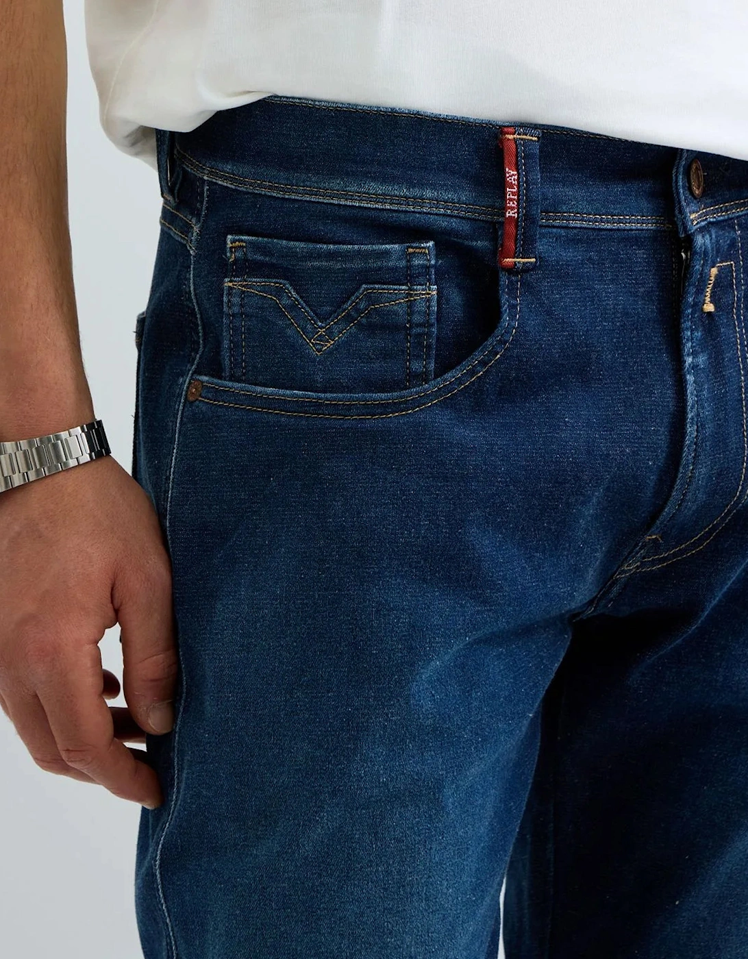 Replay Hyperflex Anbass Slim Fit Jean Clean Dark Wash