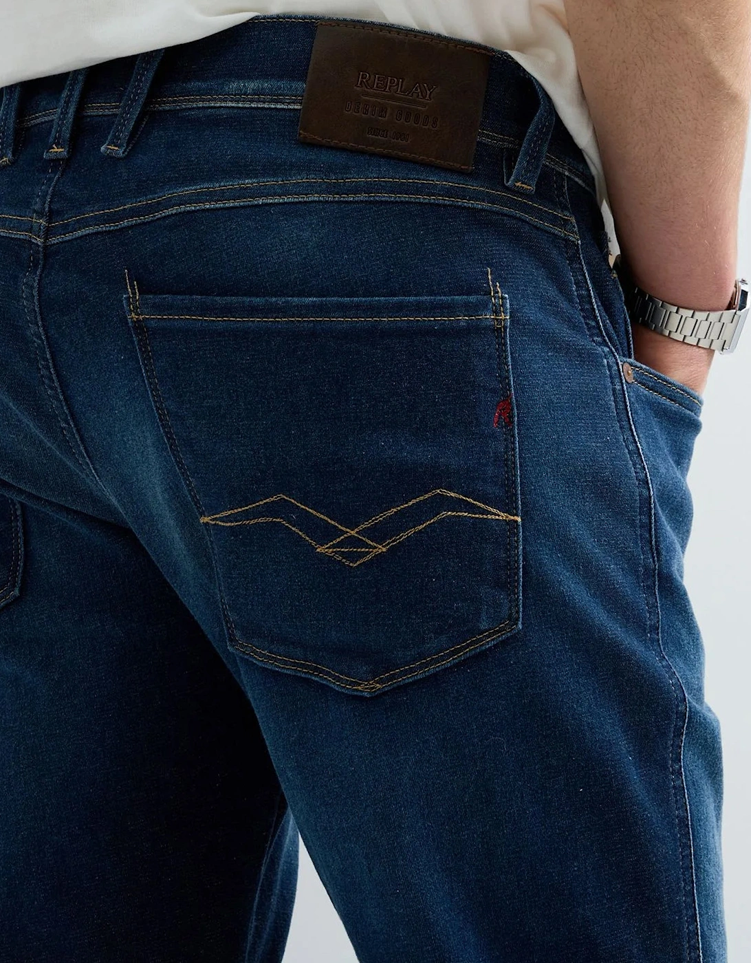 Replay Hyperflex Anbass Slim Fit Jean Clean Dark Wash