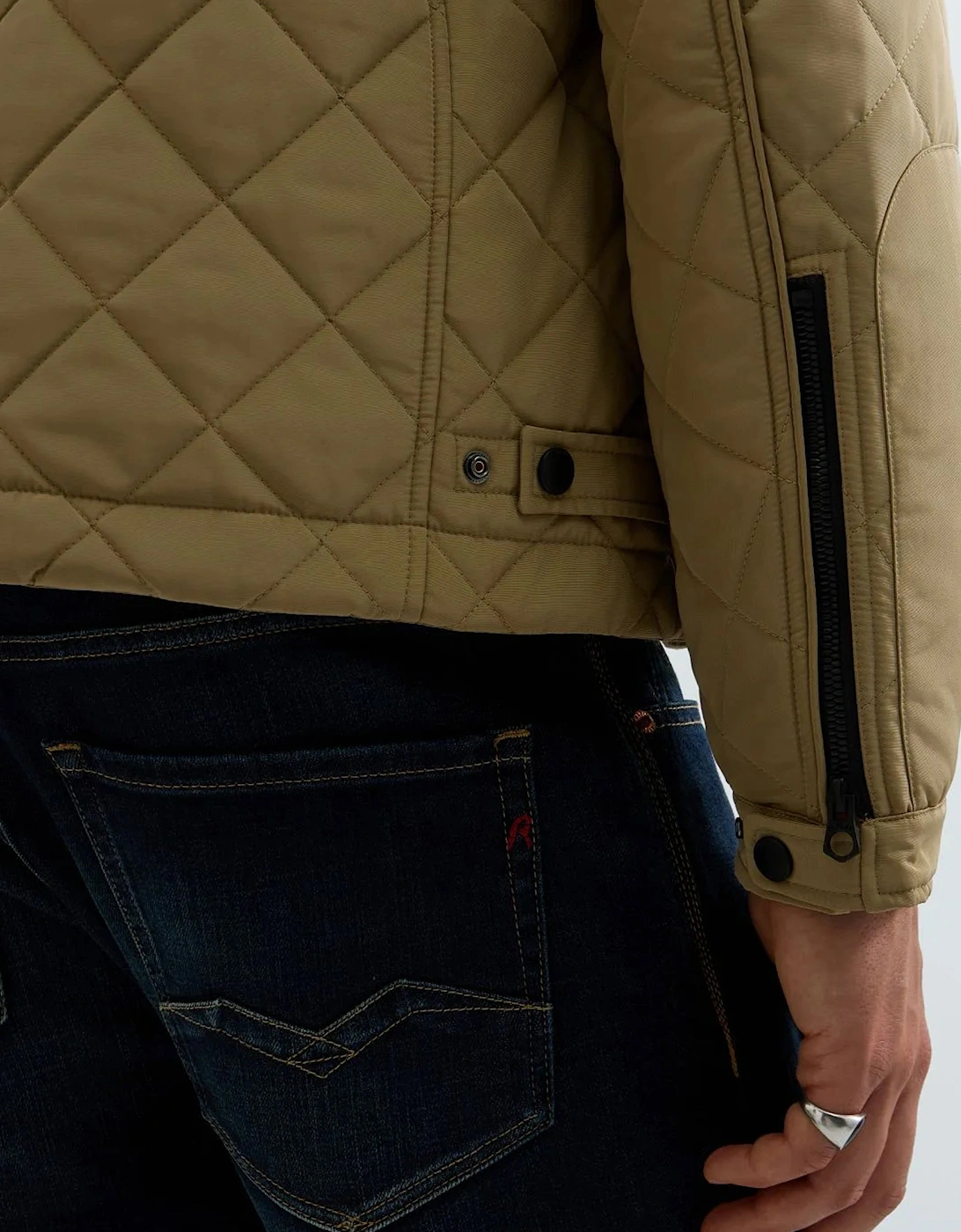 Replay Quilted Jacket With Pockets Biker STONE