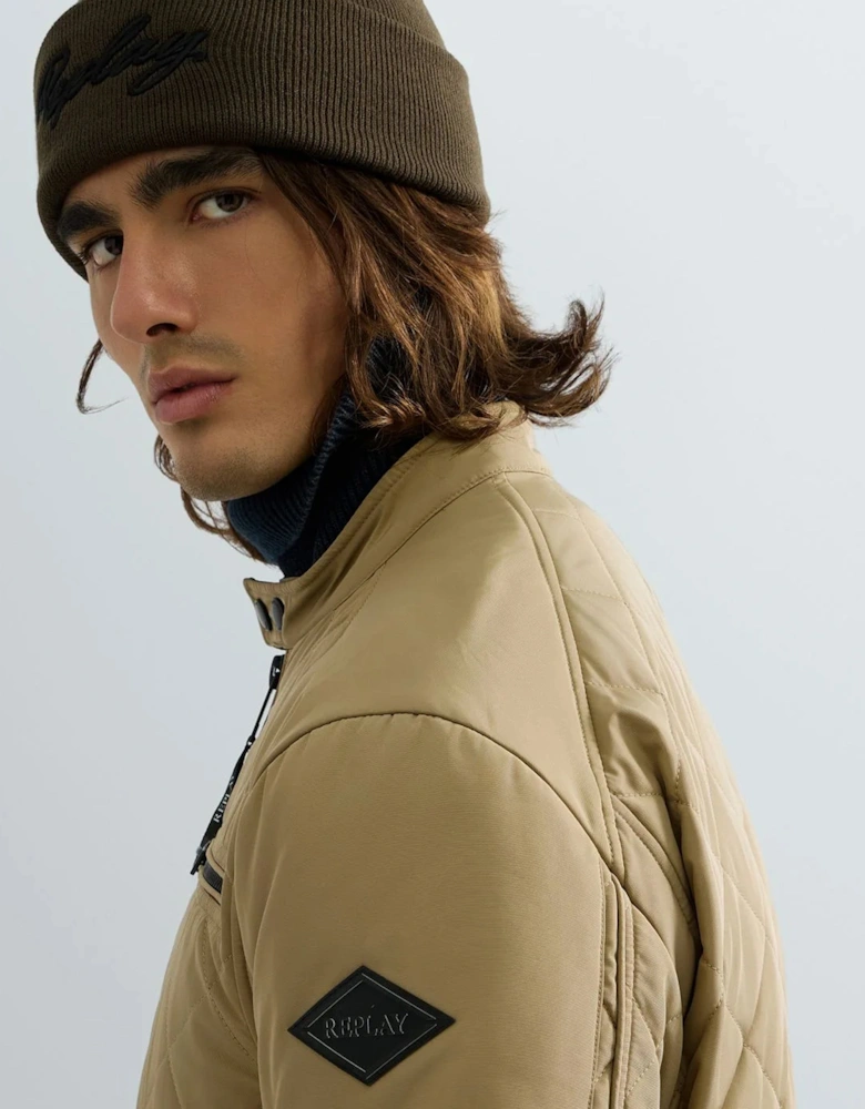 Replay Quilted Jacket With Pockets Biker STONE