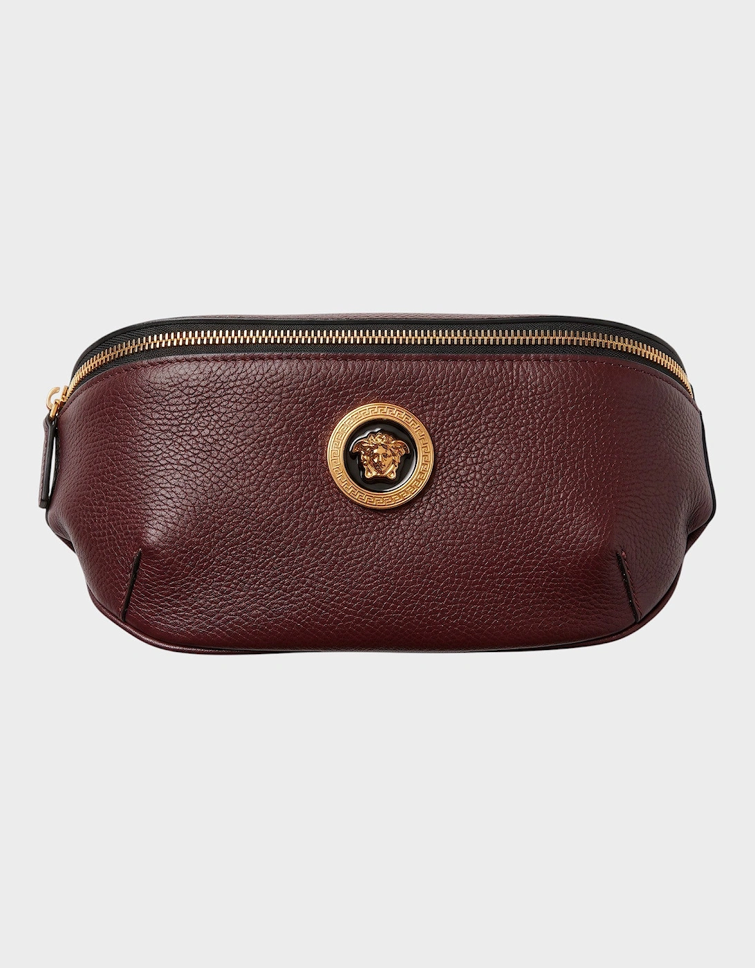 Versace Versace Men's Medusa Head Grainy Calf Leather Belt Bag Burgundy Black - Red