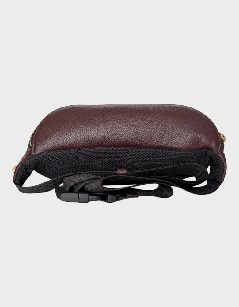 Medusa Head Grainy Calf Leather Belt Bag Burgundy Black