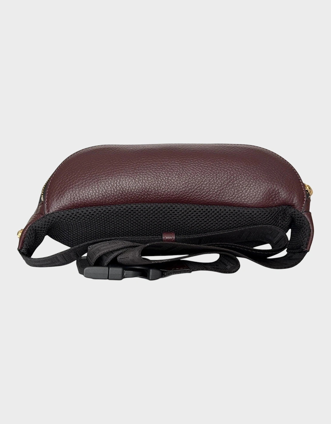 Medusa Head Grainy Calf Leather Belt Bag Burgundy Black