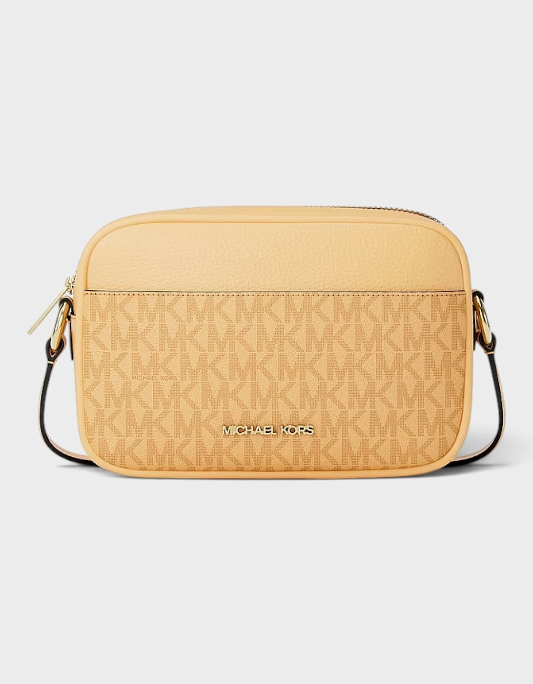 Jet Set Small Signature Logo Camera Crossbody Bag Honey Wheat