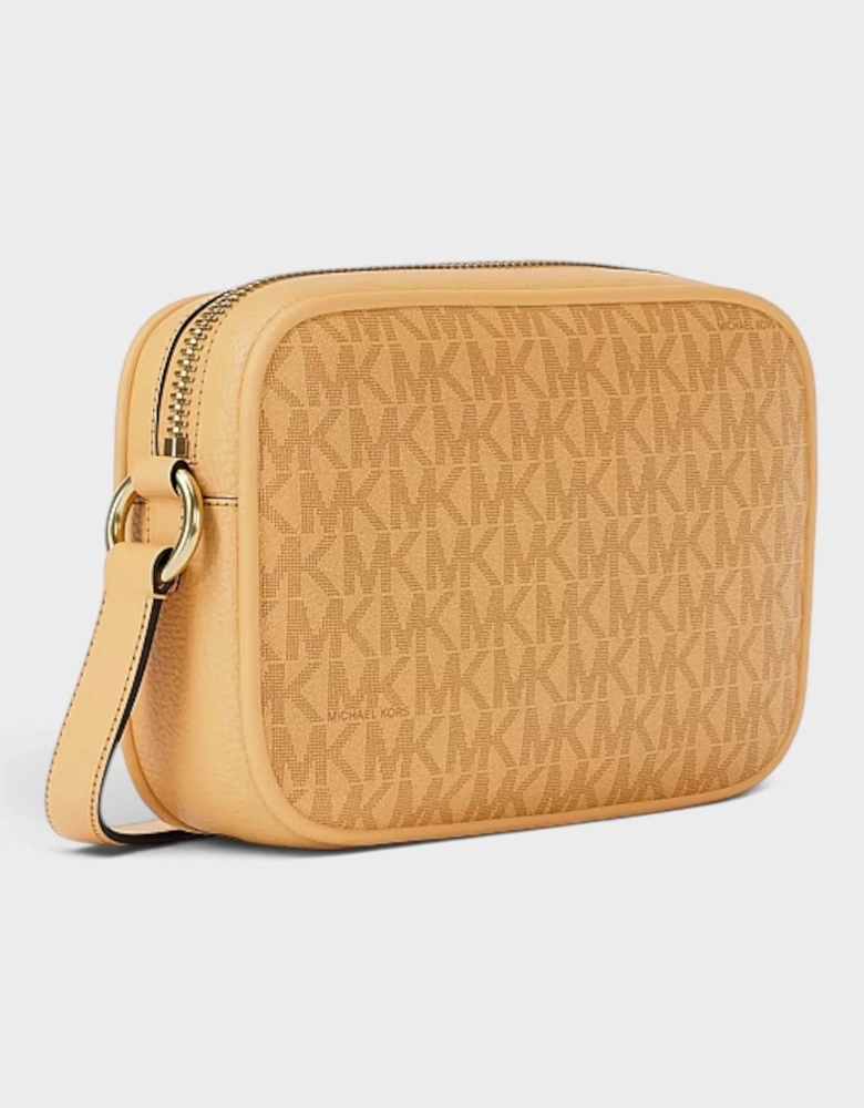 Jet Set Small Signature Logo Camera Crossbody Bag Honey Wheat