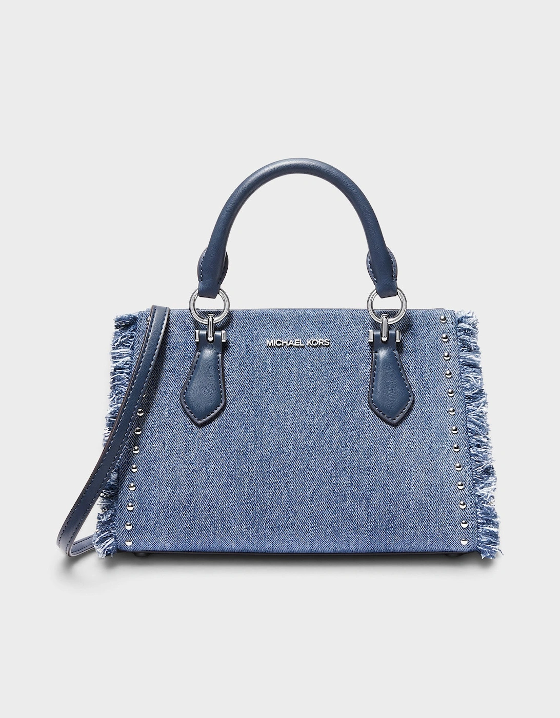 Marilyn Small Studded Denim Messenger Bag Washed Denim Blue