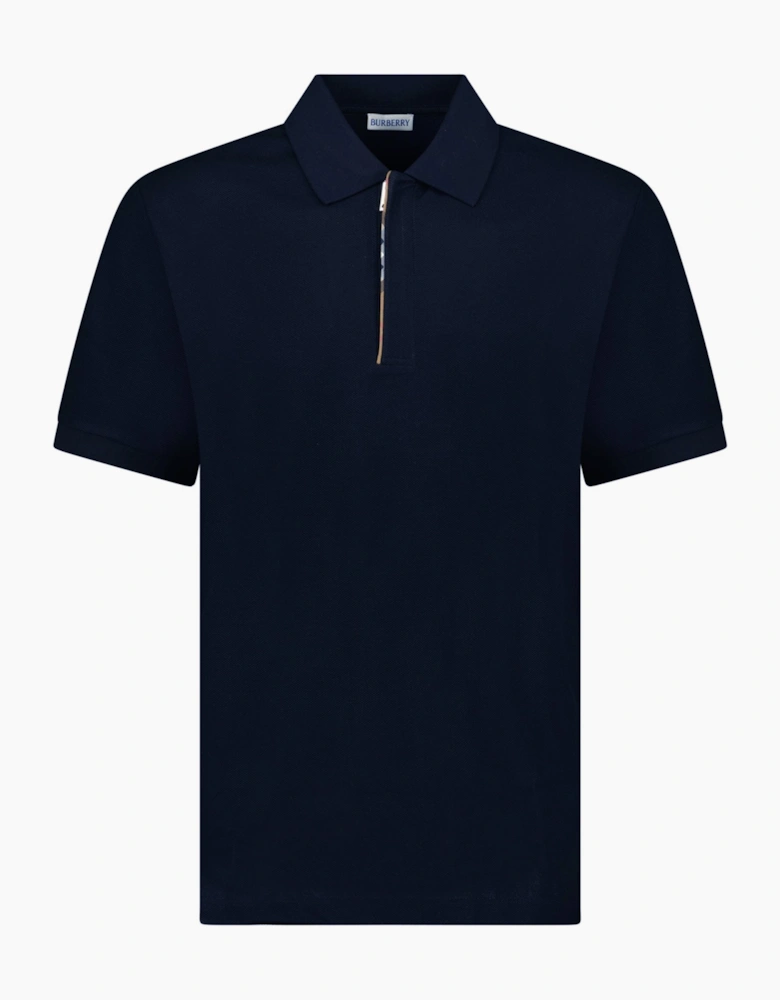 Burberry ‘Hartford’ Zip Check Polo Navy
