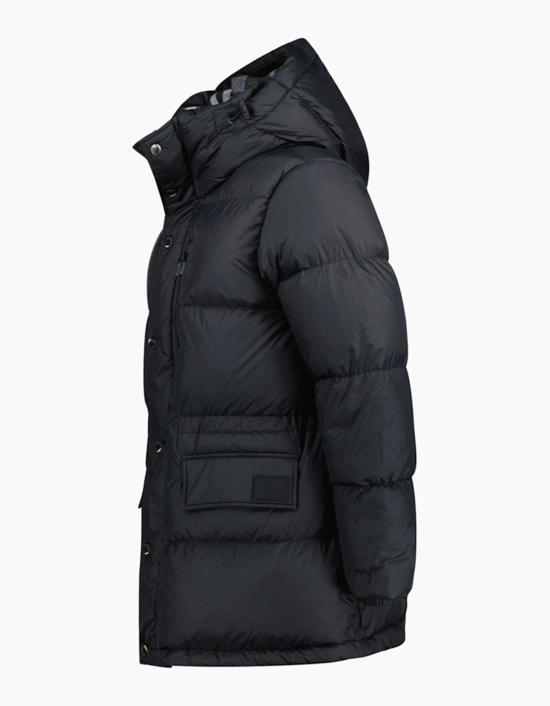 Burberry 'Haworth' Hooded Check Down Jacket Black