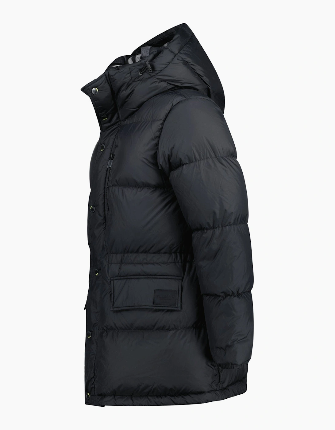 Burberry 'Haworth' Hooded Check Down Jacket Black