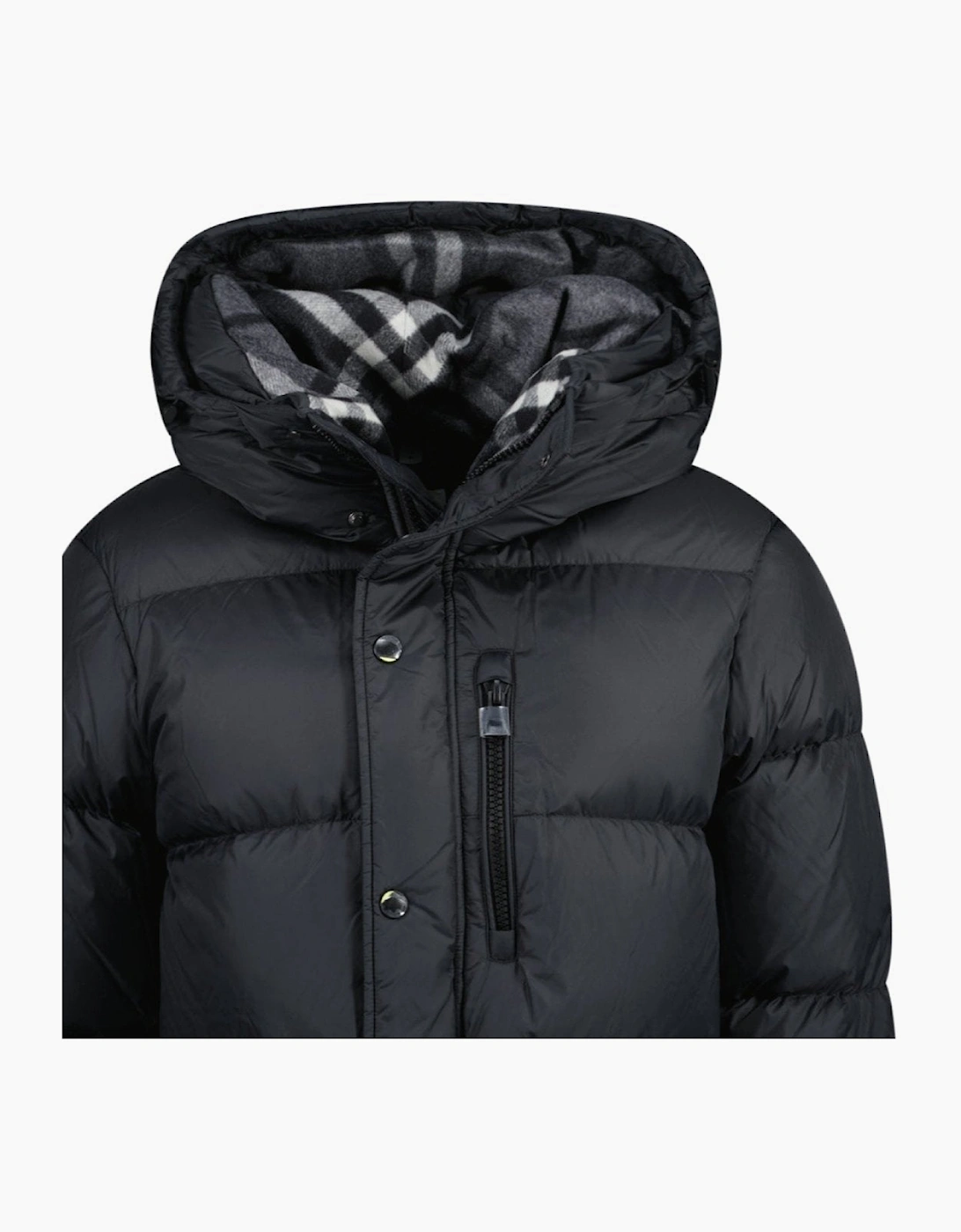 Burberry 'Haworth' Hooded Check Down Jacket Black