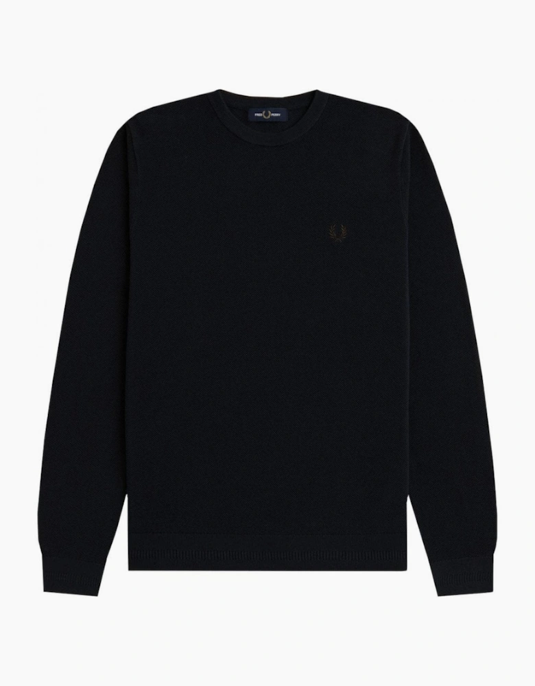 Fred Perry Men's Navy Cotton Pique Knitted Jumper