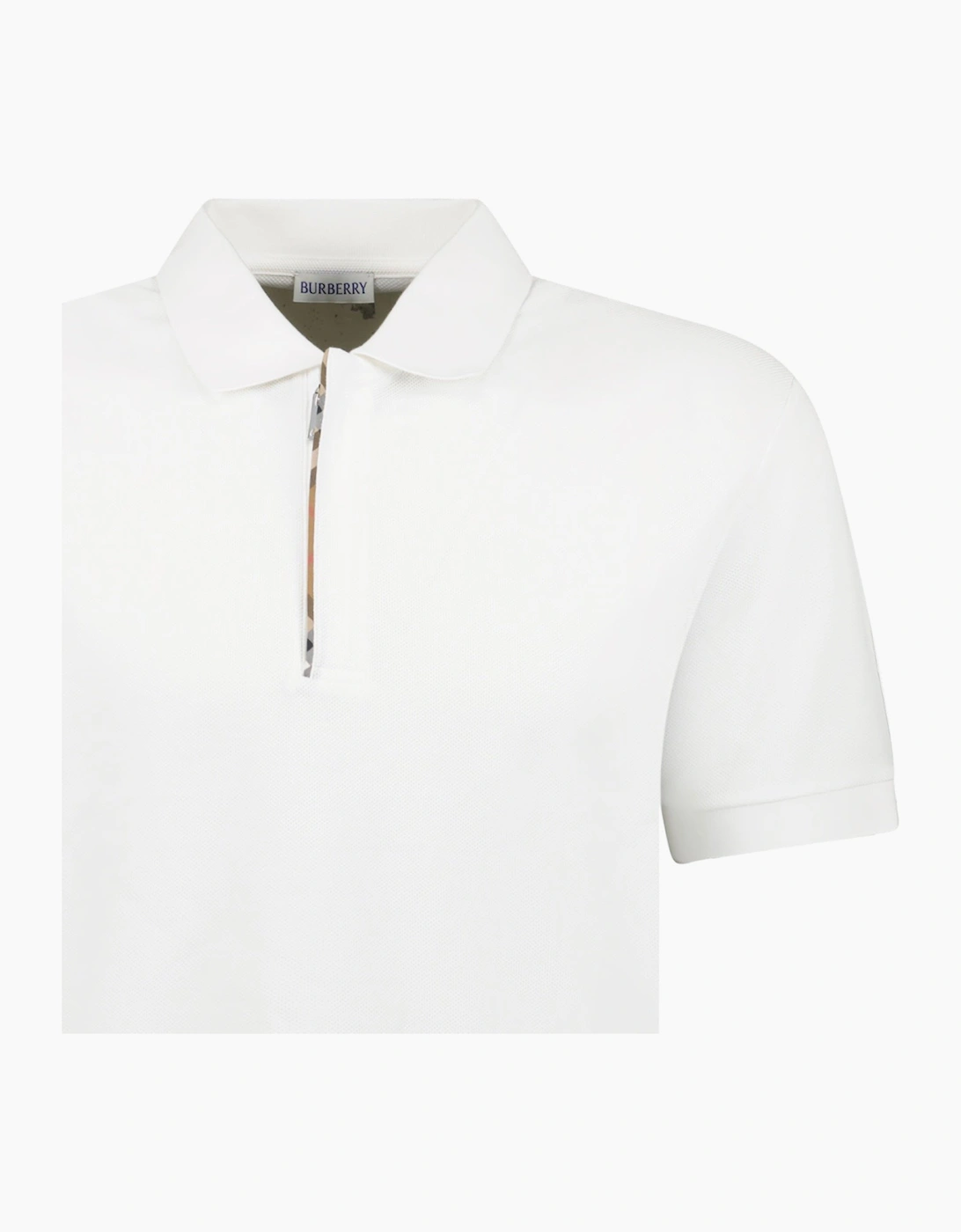 Burberry ‘Hartford’ Zip Check Polo White