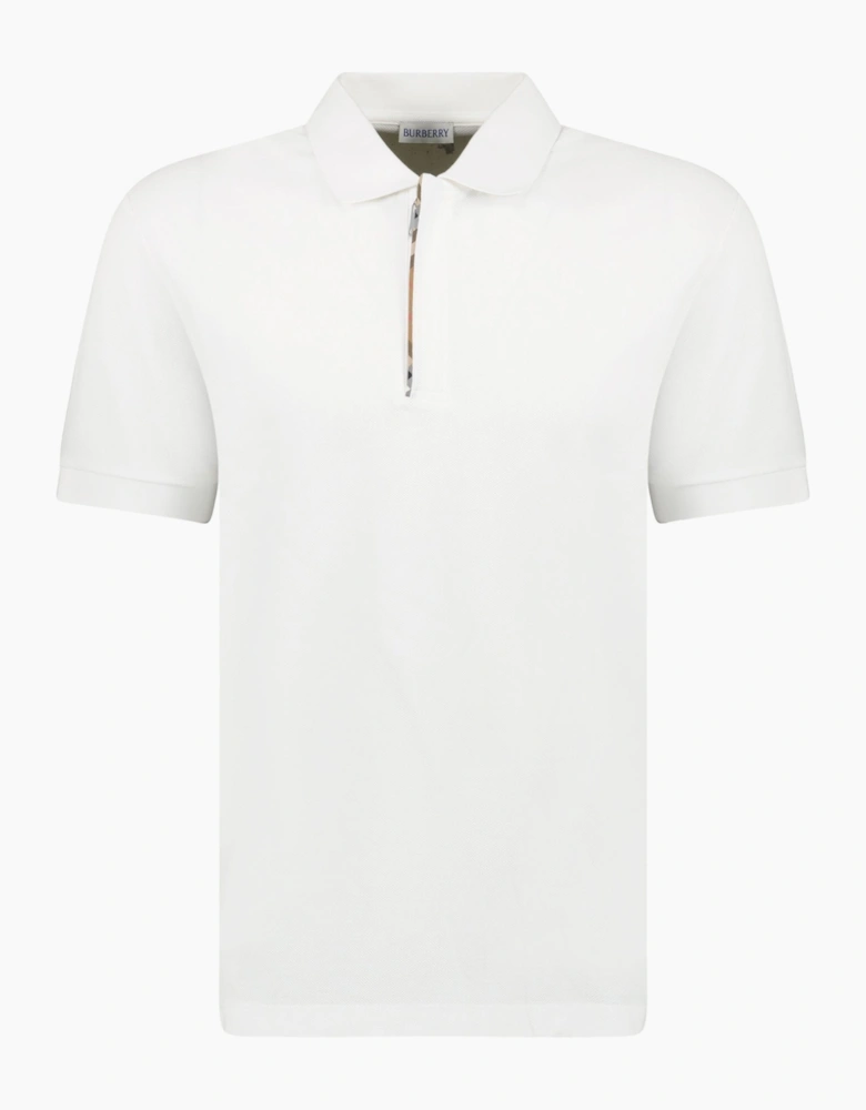 Burberry ‘Hartford’ Zip Check Polo White