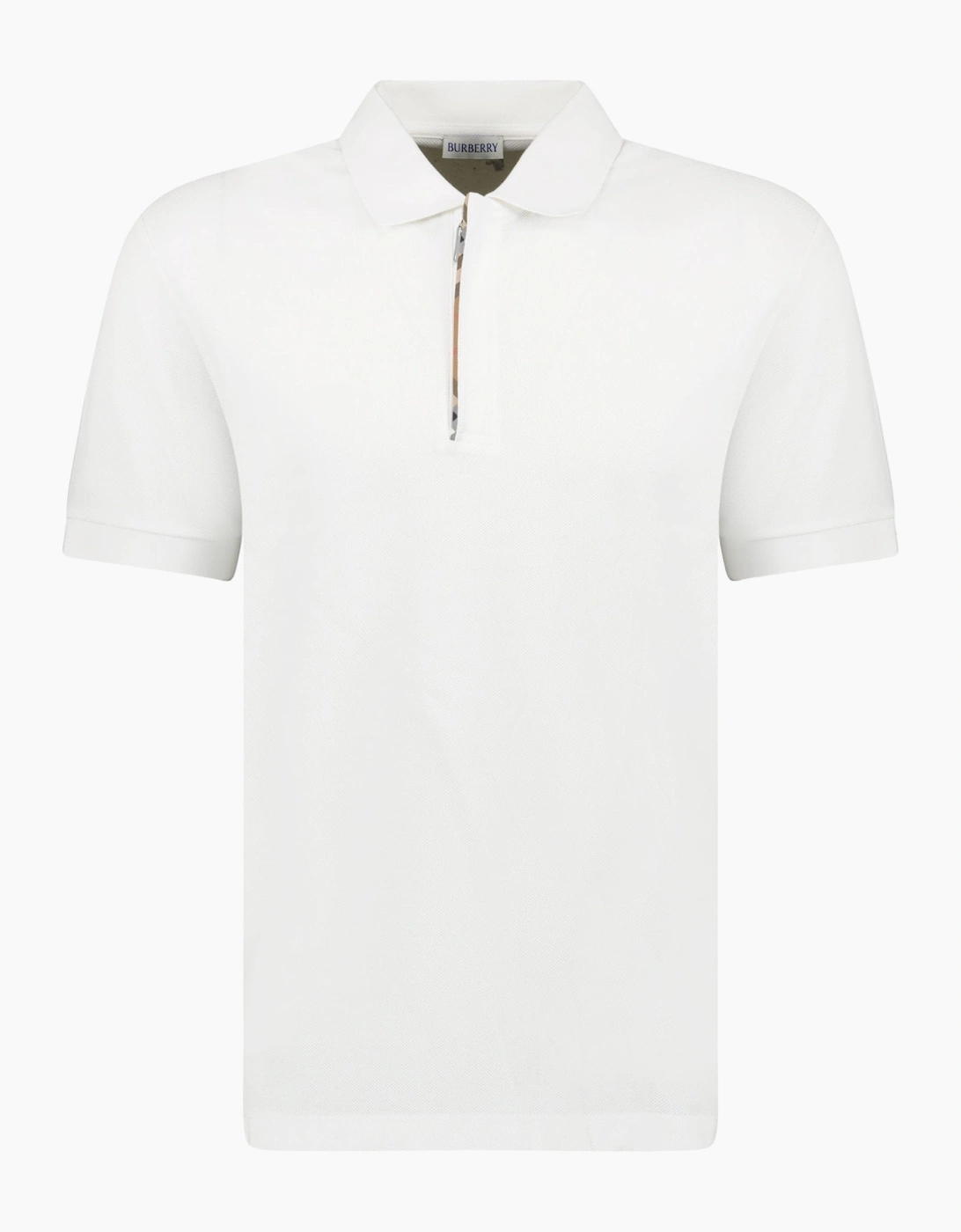 Burberry ‘Hartford’ Zip Check Polo White